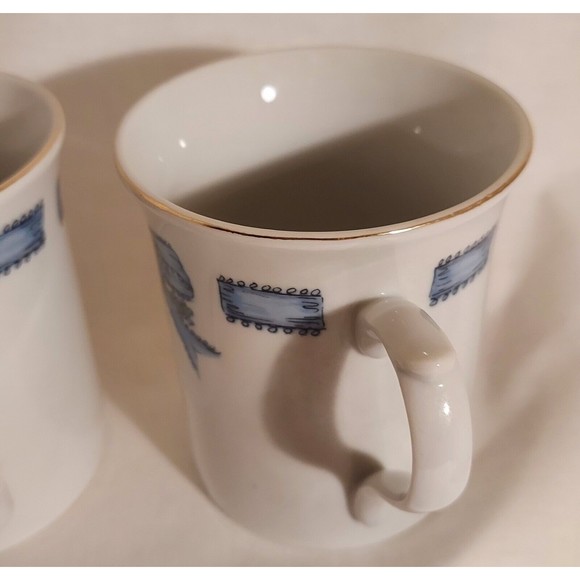 2 Forget Me Nots And Ribbons by Mary Mugg Coffee Tea Cup Mug Vintage Enesco 1980 - Picture 7 of 14